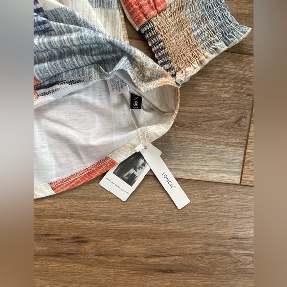 Lomon Patchwork Blouse Top NWT 3/4 Bishop sleeve. Woman’s Size:2XL - Picture 9 of 9